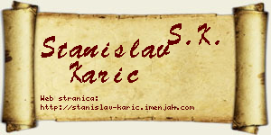 Stanislav Karić vizit kartica